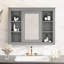 Pharmacie 35 po x 27,5 po, rangement mural pour salle de bain avec miroir et 6 tablettes ouvertes | Idée de cadeau-91811472