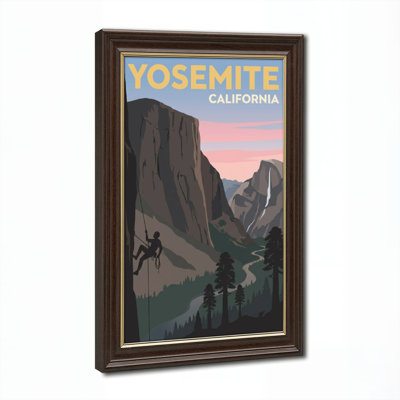 Art mural antique sur toile encadré doré pour le salon, la chambre à coucher, le bureau ou le vestibule - Décoration murale décorative avec Yosemite California