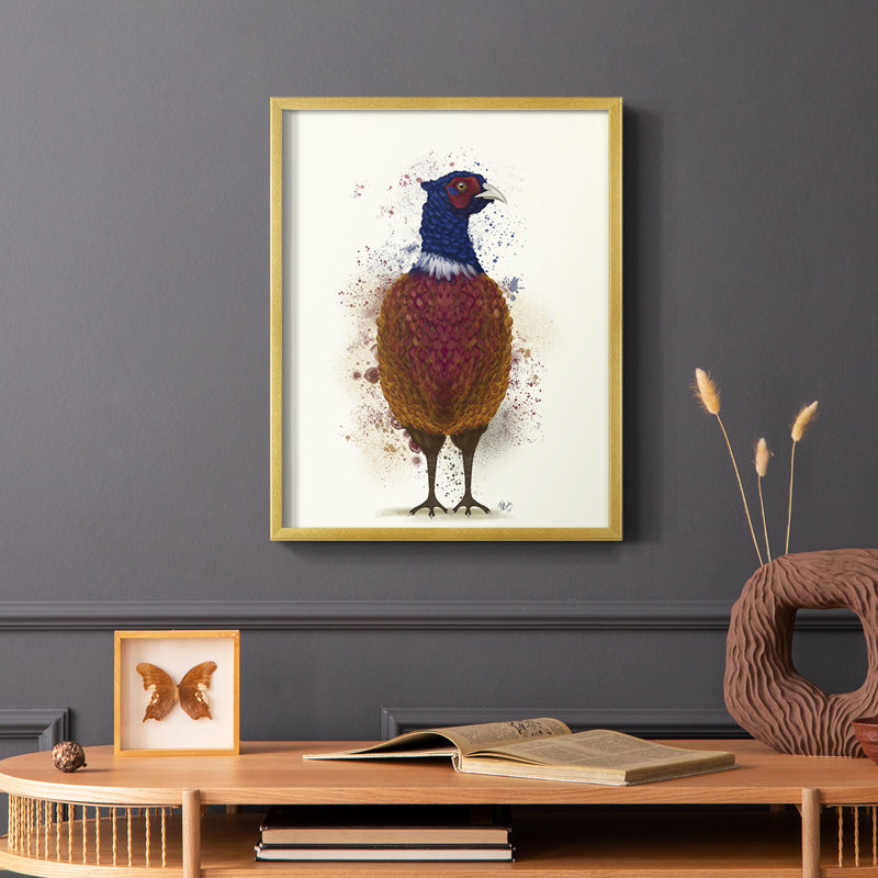 Pheasant Splash 3, reproduction encadrée - bois massif, H 10 po x l 8 po