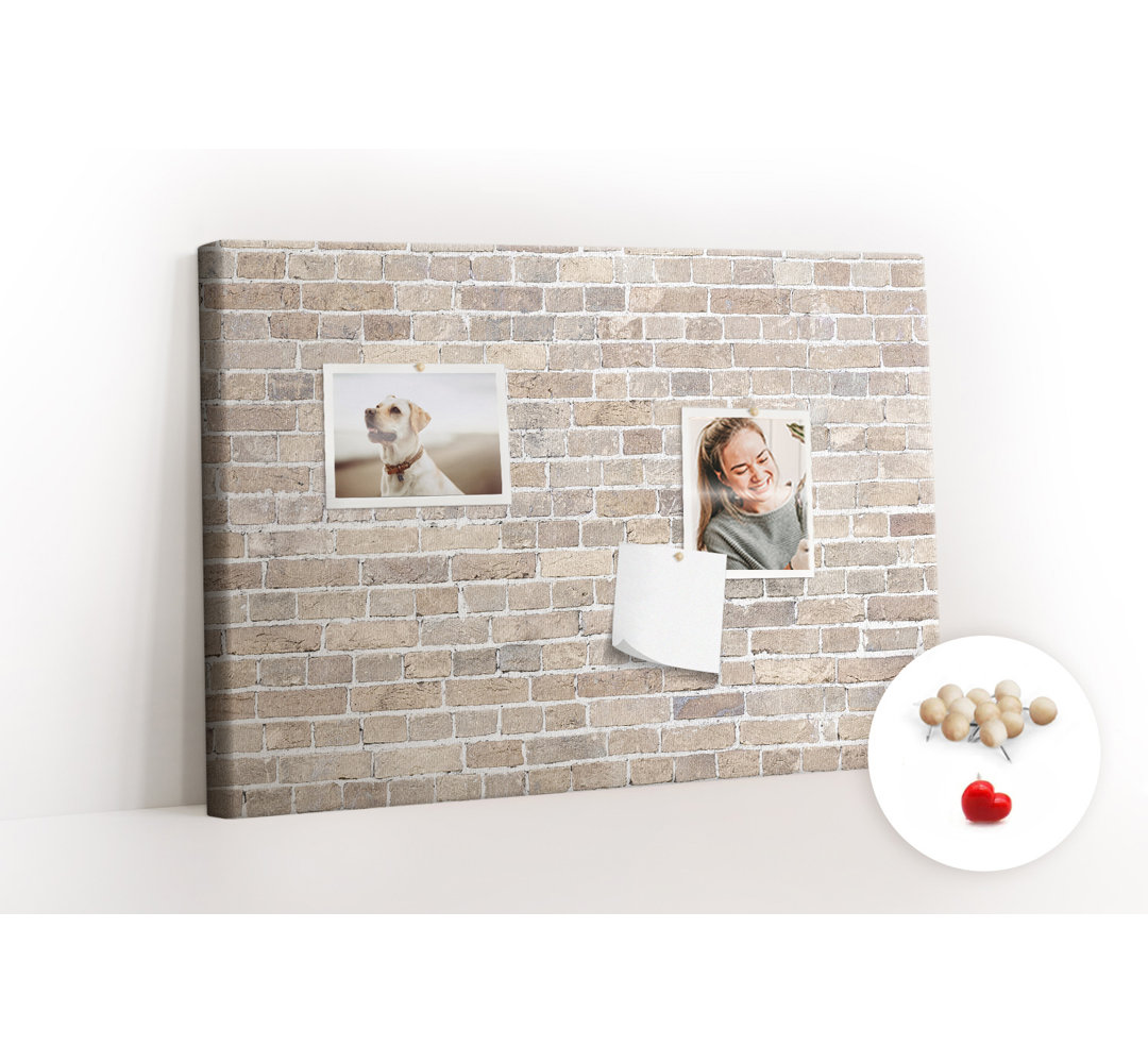 Wall Mounted bulletin board print decorative wall message pin boards home office corkboard Bricks wall