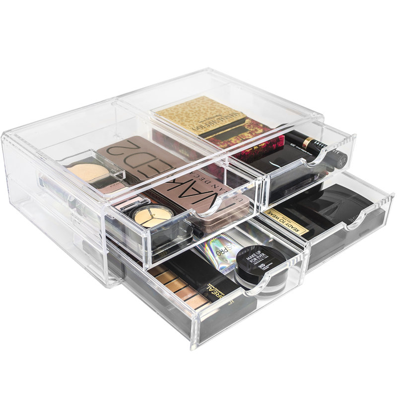 4-Drawer Cosmetic Acrylic Organizer, Stackable, Large in Clear
