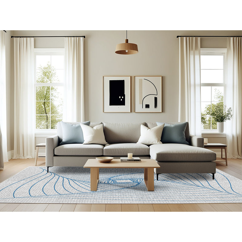 Tapis de zone bleue à motifs, Rectangle 6 pi x 9 pi