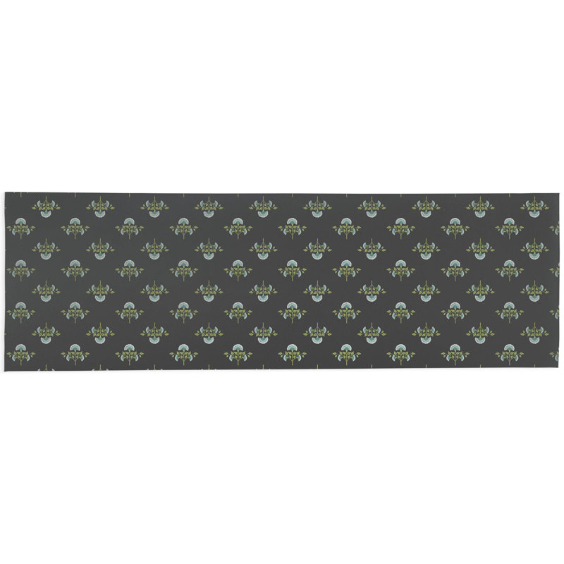 Flora Decorative Outdoor Rug, Charcoal, Runner 2'6" x 8'