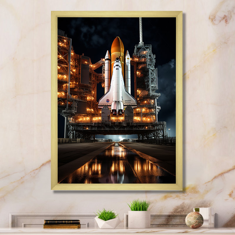«Bamel Space Shuttle Legacy Of Exploration II», reproduction sur toile, H 44 po x l 34 po x P 1,5 po, Encadrement doré