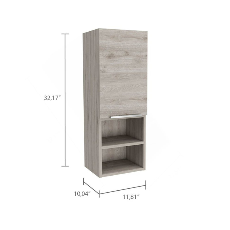 Armoire à pharmacie à porte simple H 32 po, deux tablettes intérieures, deux tablettes extérieures, gris clair, Gris