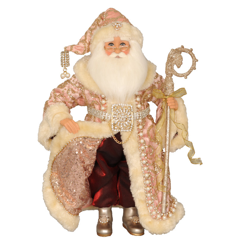Victorian Elegance Santa Figurine with Glass Eyes, 17 Inches
