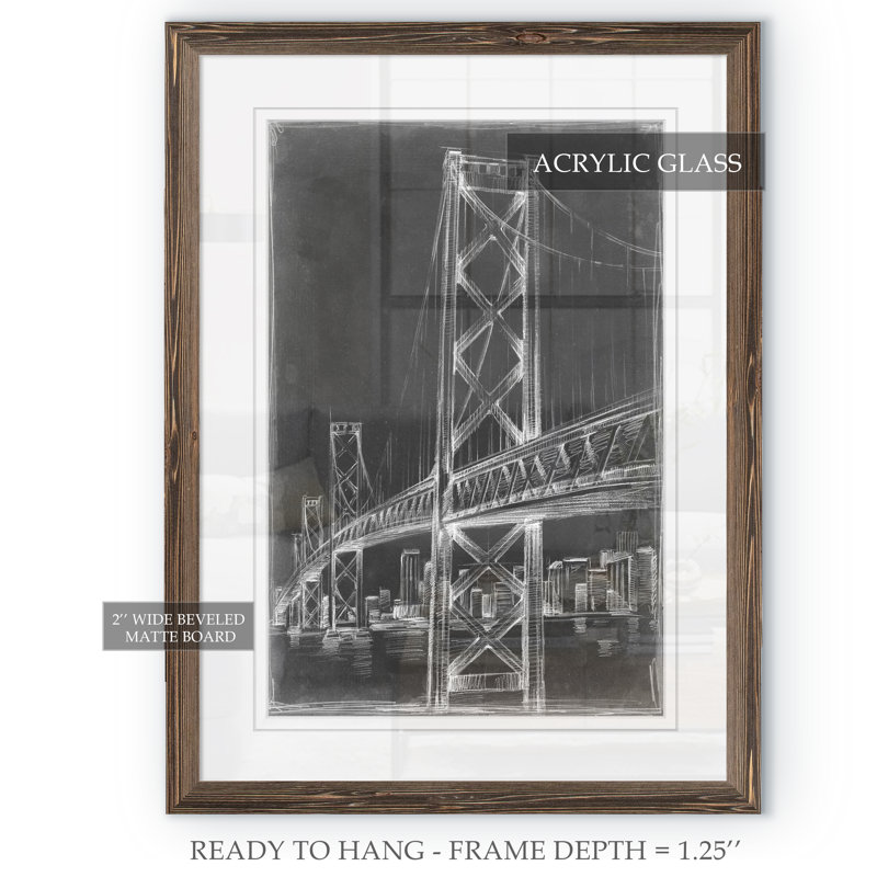 «Suspension Bridge Blueprint II» par Paul Cezanne - reproduction d'art encadrée, H 22 po x l 16 po x P 2 po