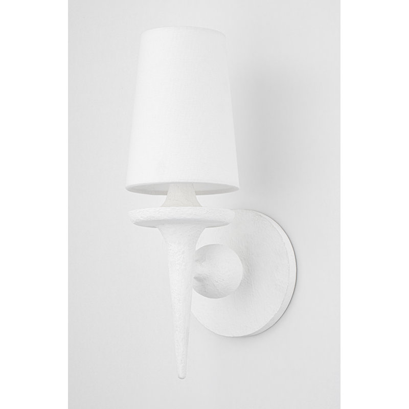 Torch 1 Light Wall Sconce, White Plaster