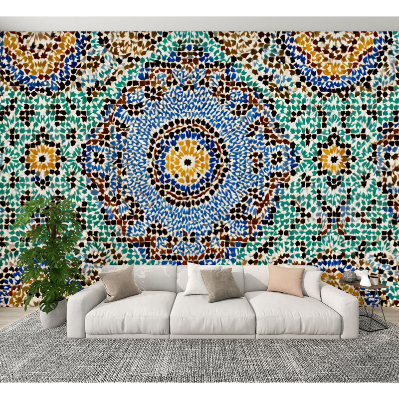 Papier peint adhésif à carreaux rétro marocain H 69 "x l 96", papier peint amovible en PVC auto-adhésif, L 96 po x l 69 po