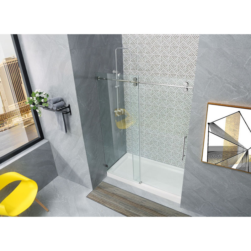 66-72 W x 76 H Frameless Single Sliding Shower Door, Chrome