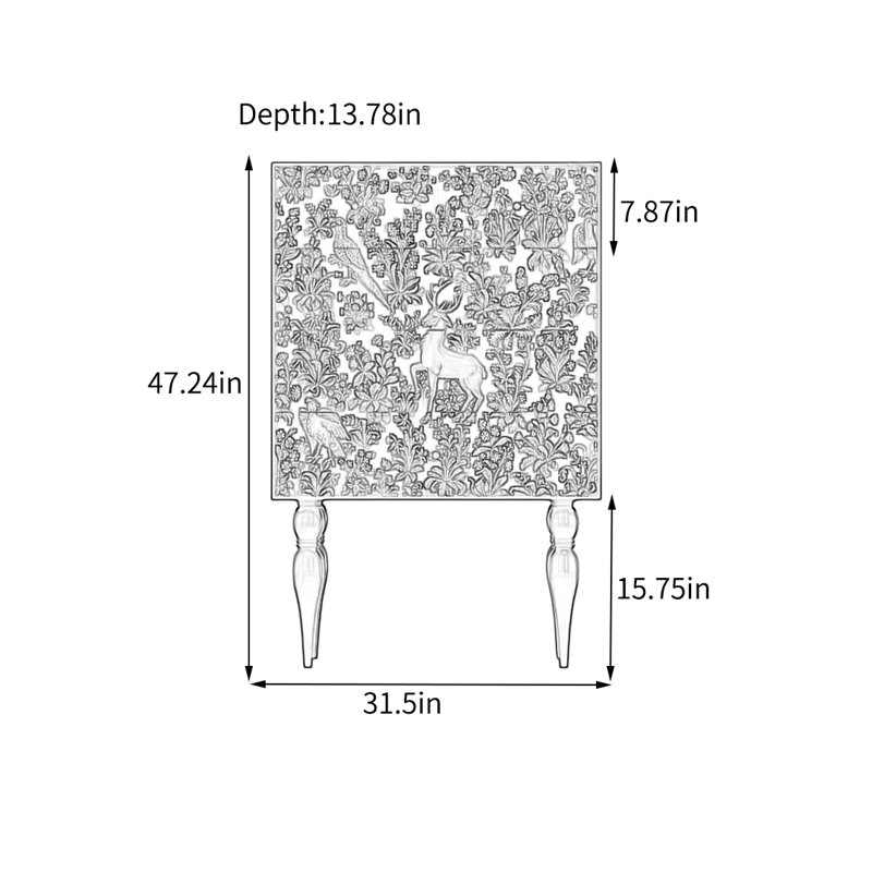 Armoire de rangement élégante en pin avec pieds uniques