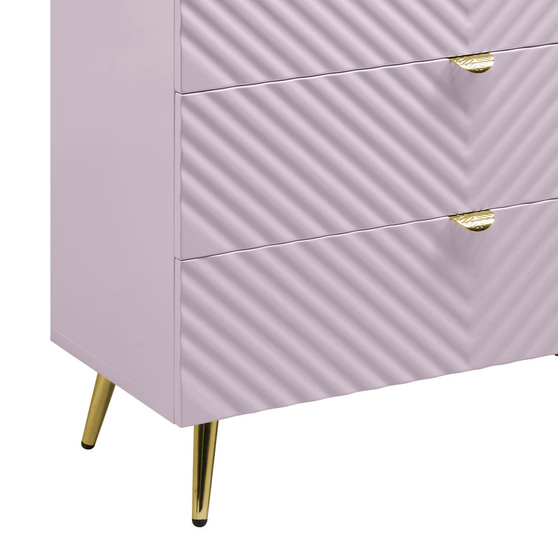 Catalina 31.6'' W 5 - Drawer Chest, Pink High Gloss