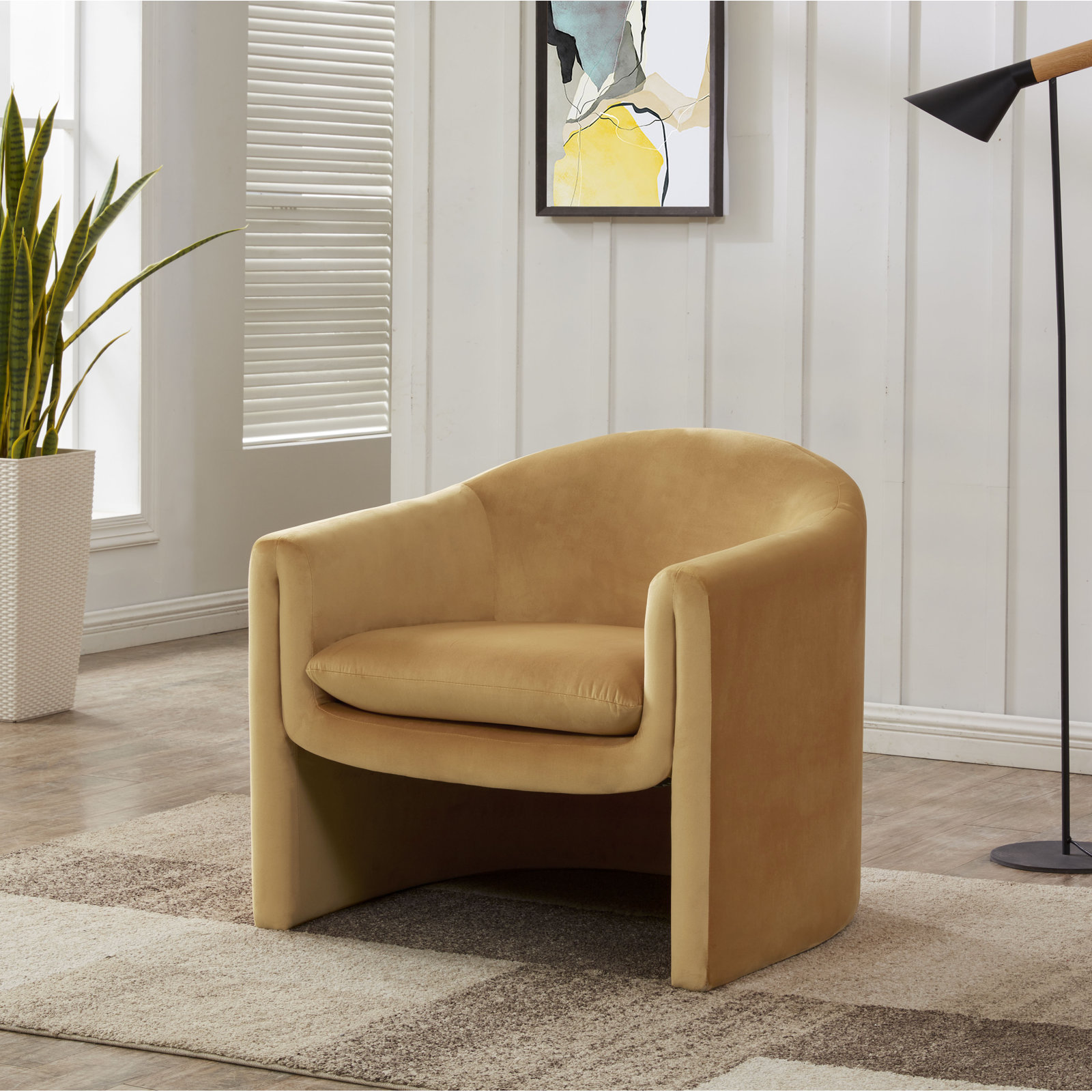 Pollman Barrel Chair, Pumpkin Orange Velvet