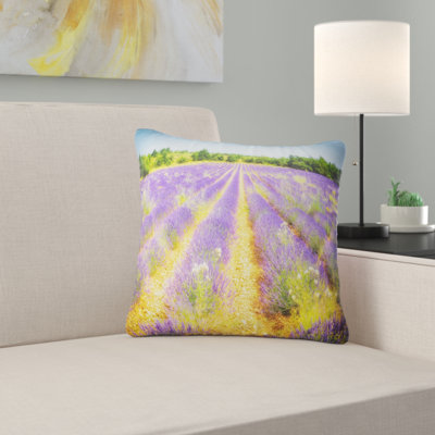 Fantastic Lavender Field of France - Floral Printed Pillow