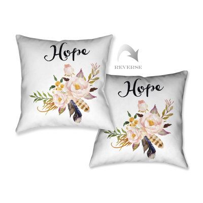 Watercolor Flowers and Hope Throw Pillow