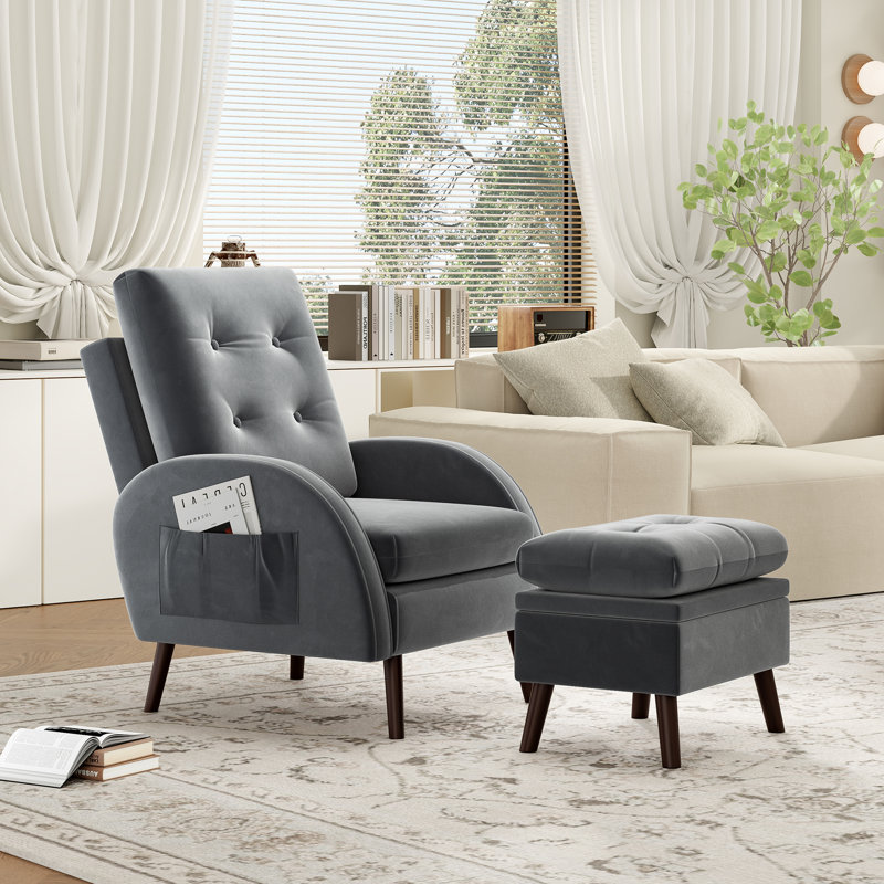 Chaise d'appoint et repose-pieds rembourrés