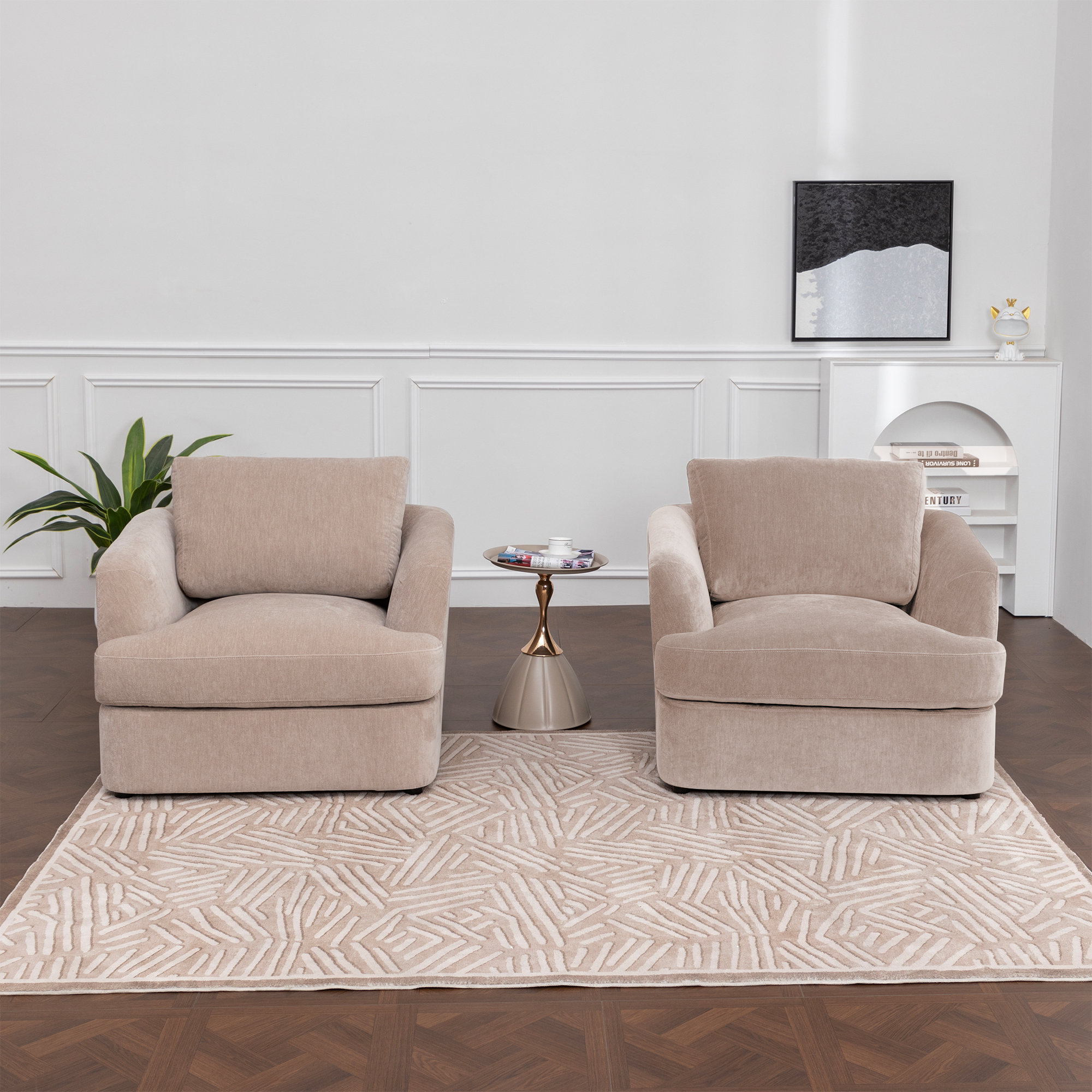 Alameda Velvet Upholstered Armchairs (Set Of 2), Sandstone Velvet