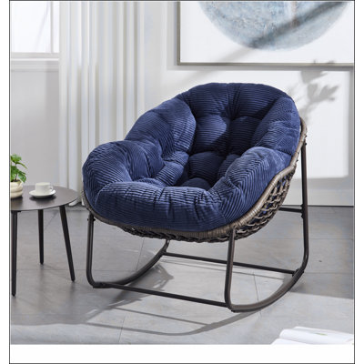 Outdoor Rattan Rocking Chair,Padded Cushion Rocker Recliner Chair Outdoor for Front Porch, Living Room, Patio, Garden