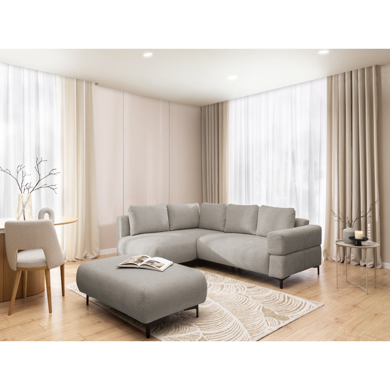 6 Seater Corner Sofa, Taupe, Left Hand Facing