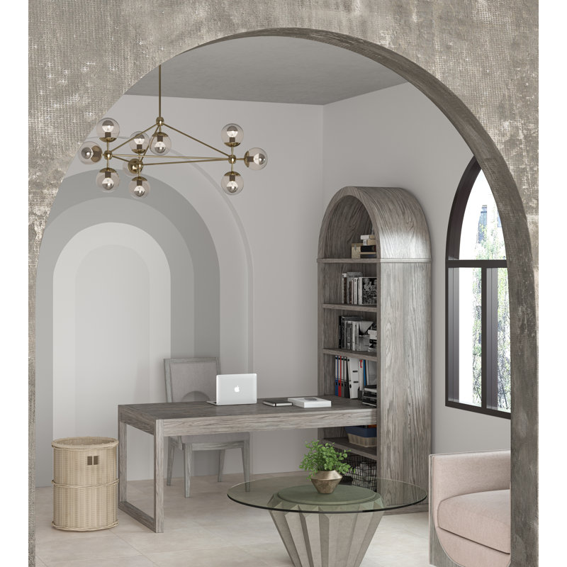 Gray Mink Solid Poplar Adjustable Arched Bookcase