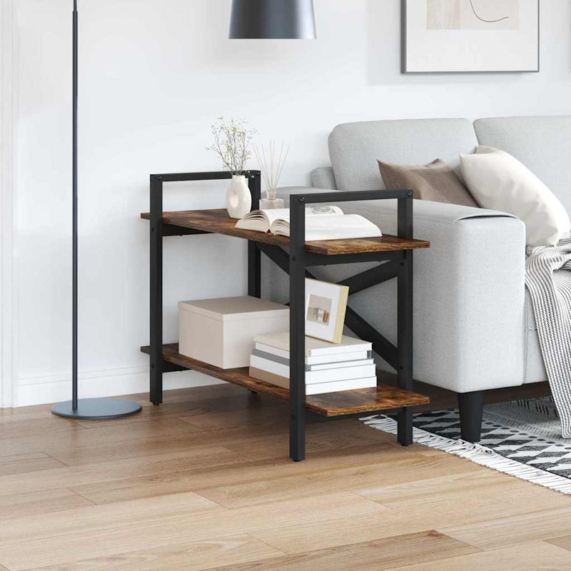 64cm H x 100cm W Steel Etagere Bookcase, Smoked Oak