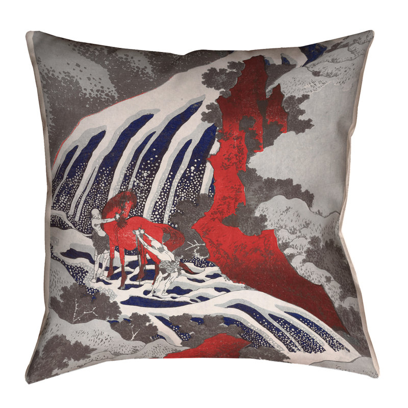 Coussin Katsushika Hokusai, 16 po x 1 po, Bleu