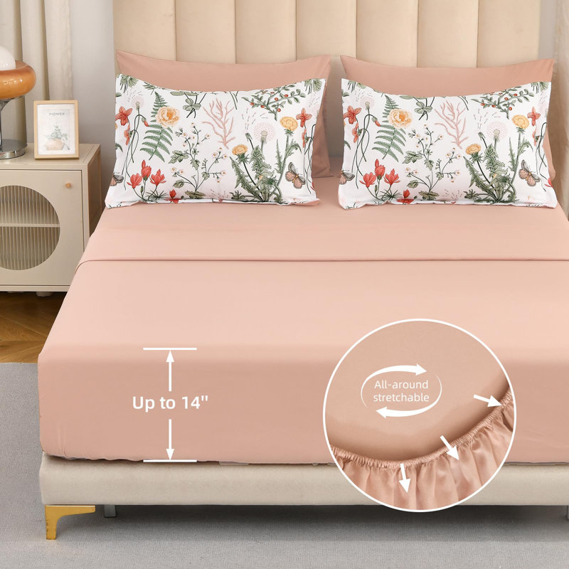 Ensemble d'édredon 7 pièces à motif floral en microfibre toutes saisons, Grand édredon et 6 pièces supplémentaires