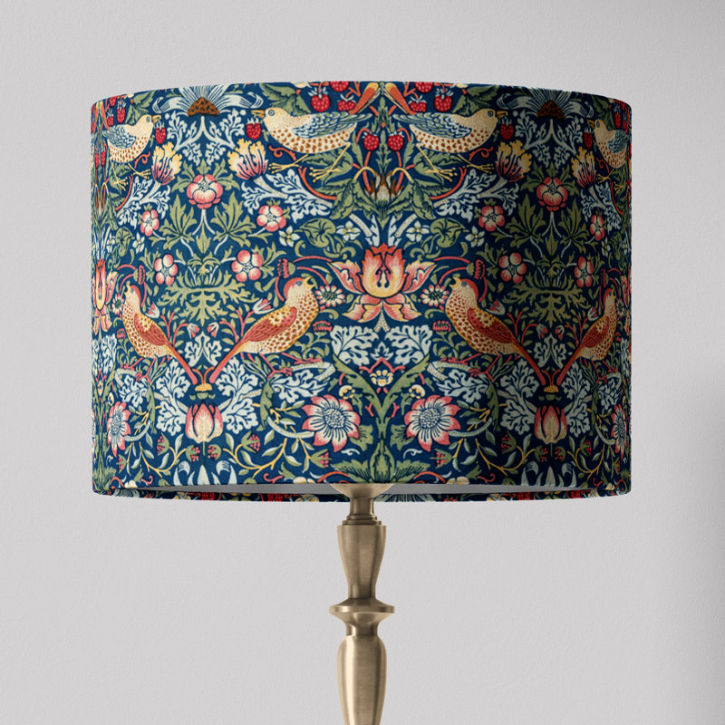 William Morris Lampshade In Strawberry Thief, 10" H x 12" W x 12" D