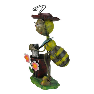 13.5" Yellow and Red Bumblebee with Watering Can Spring Outdoor Garden Planter