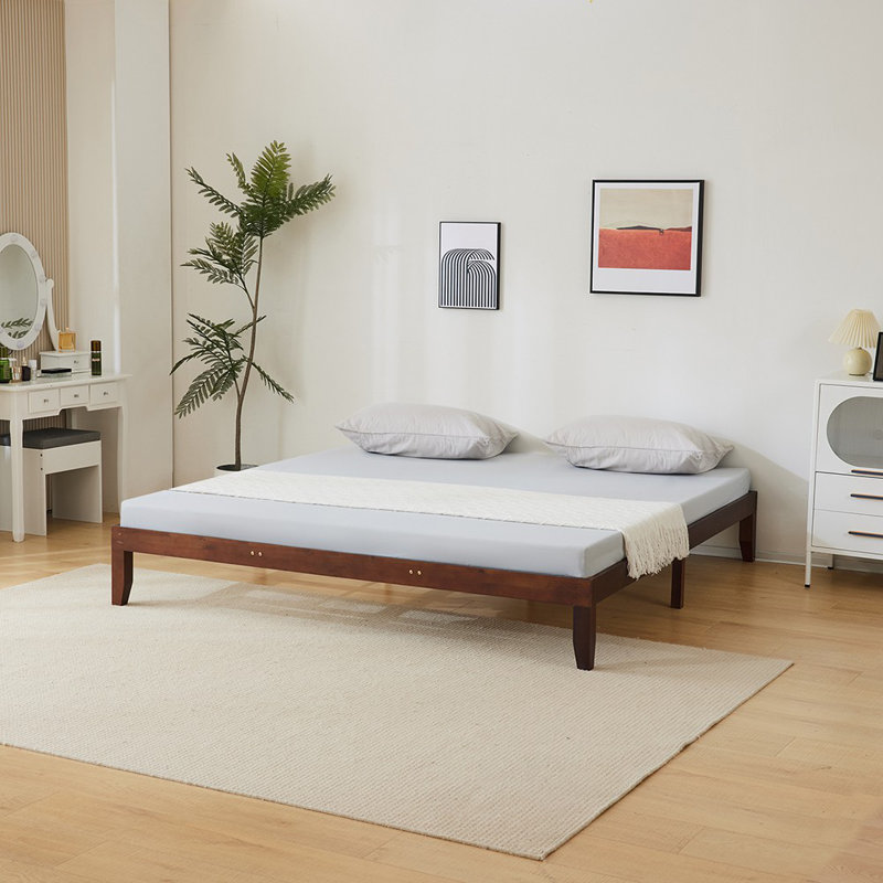 Basic Wooden Bed Frame, Brown, King