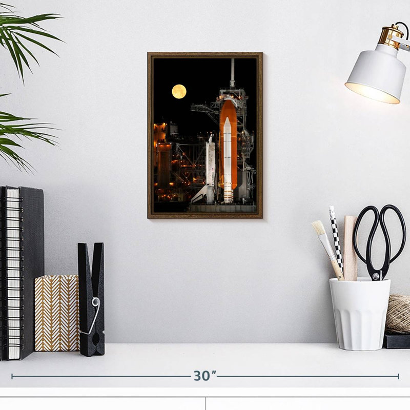 Discovery Space Shuttle, 9" x 13", Floating Frame Walnut