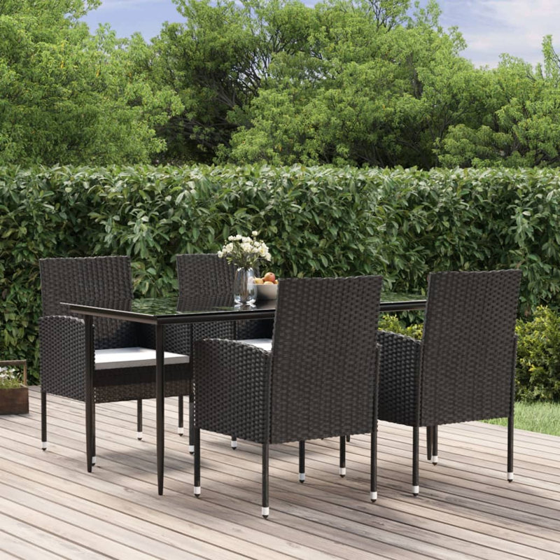 Ensemble repas pour 4 personnes Cinzia, Table de 63 po de longueur, 4, Gris / Noir