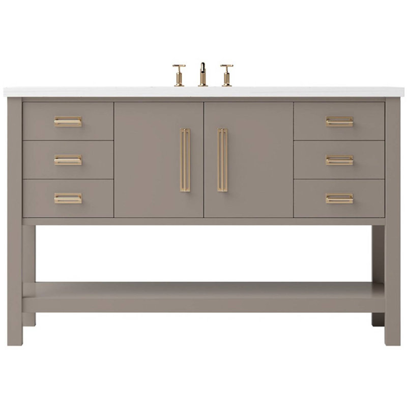 Kiawah Single Extra Wide Bath Vanity, Taos Taupe, Satin Gold, 48"