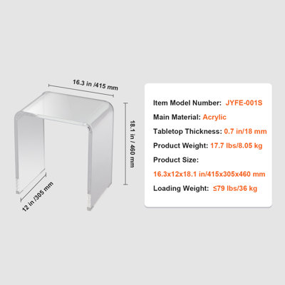 Table d'appoint en acrylique, idéale pour le salon ou le bureau, table d'appoint en Lucite en forme de C, table d'appoint transparente en acrylique pour boissons, nourriture, chambre ou bureau