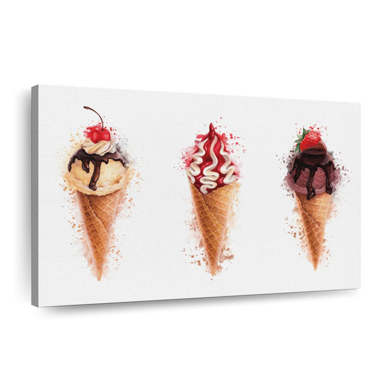 Cônes de crème glacée sur toile, H 32 po x l 48 po x P 1,25 po