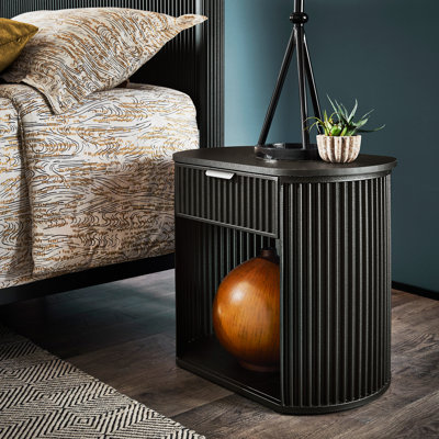 Sunel Black Finish 1-Drawer Side Table