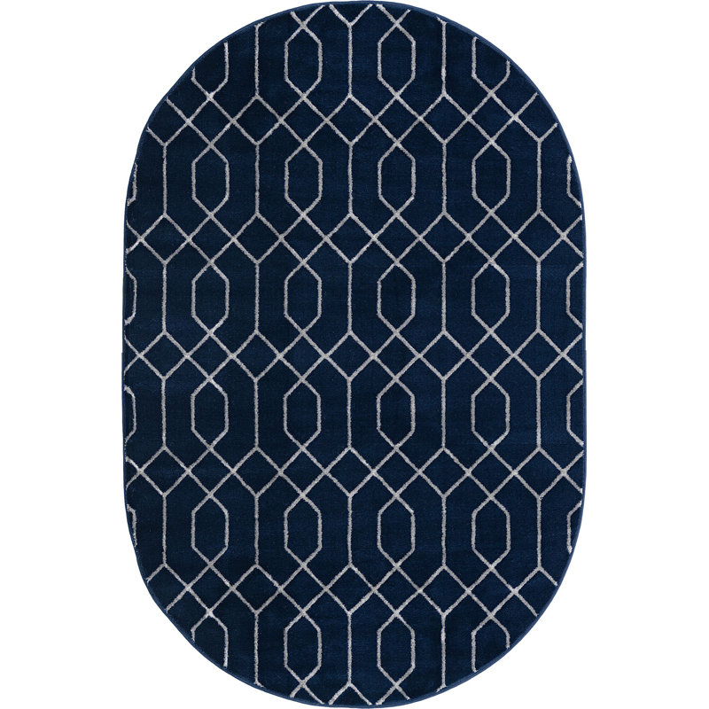 Geometric Indoor Rug, Oval 5'3" x 8'