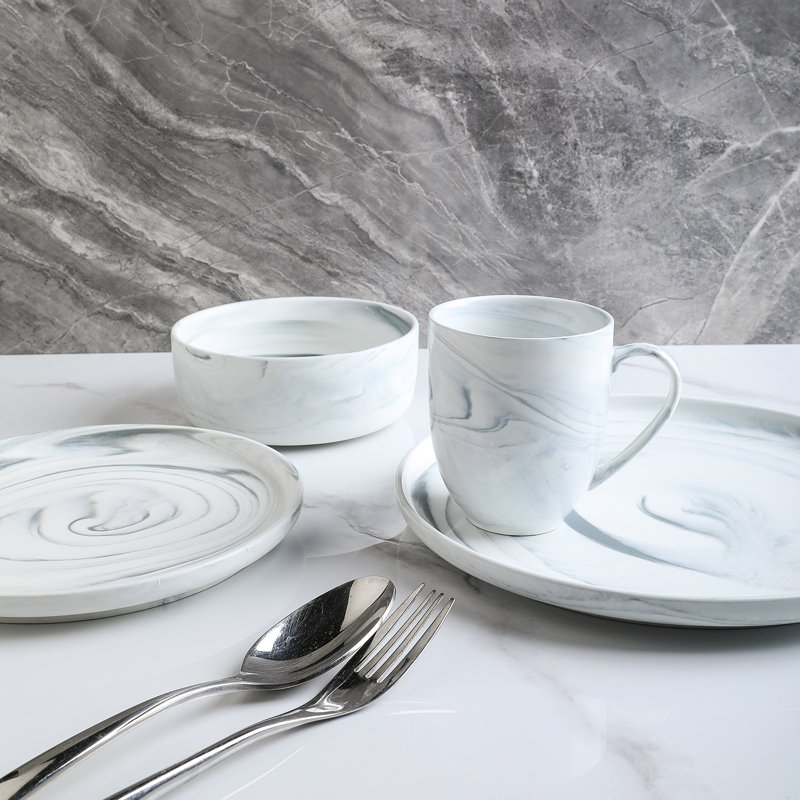 Stone Lain Brighton 16-Piece Dinnerware Set Porcelain, Gray