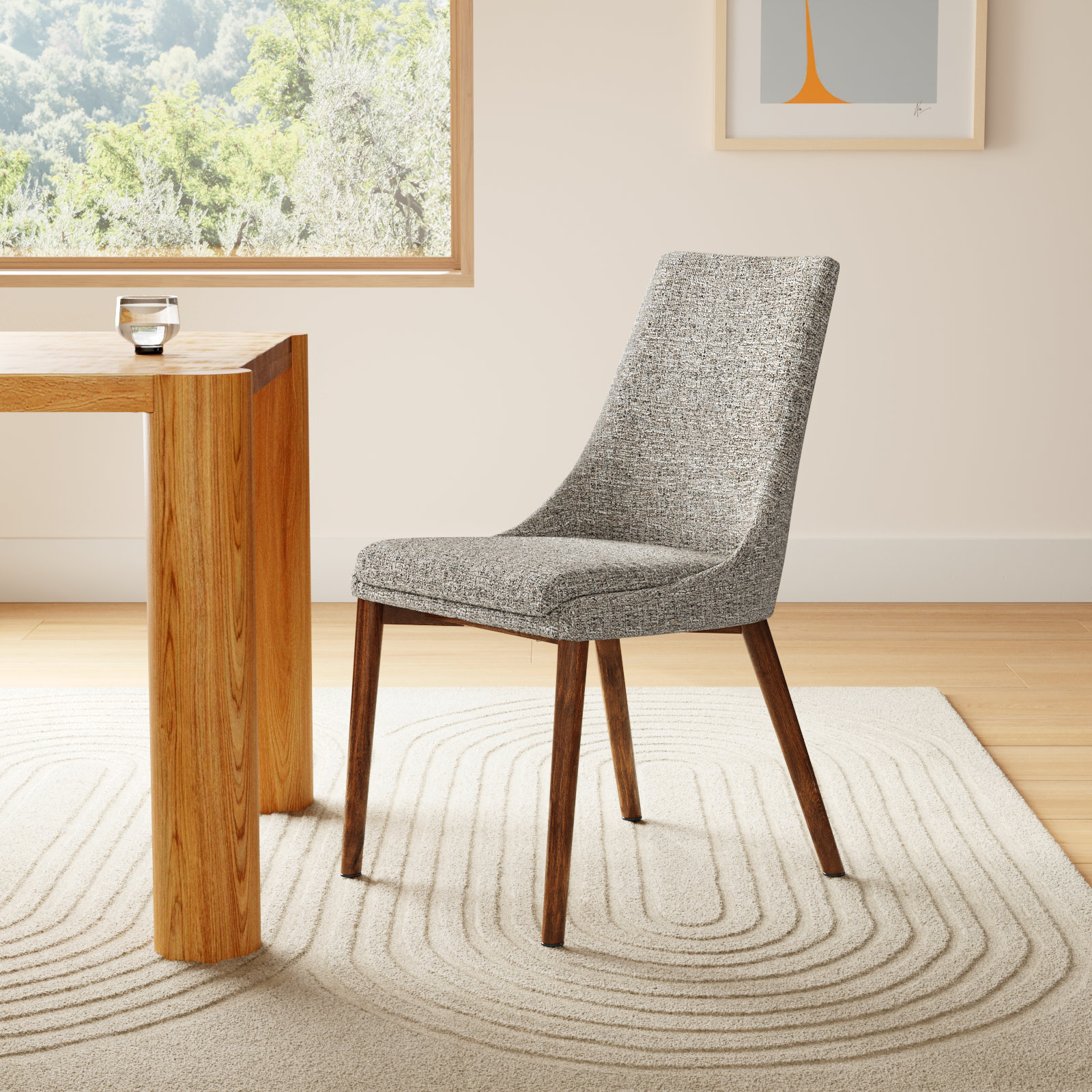 Clapton Walnut Side Chair, Mineral Polyester Blend