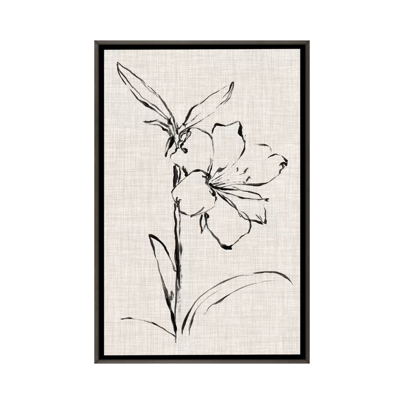 "Floral Ink Study I" par Ethan Harper, reproduction d’art sur toile, H 26 po x l 18 po x 1,5 po, Aucun mat