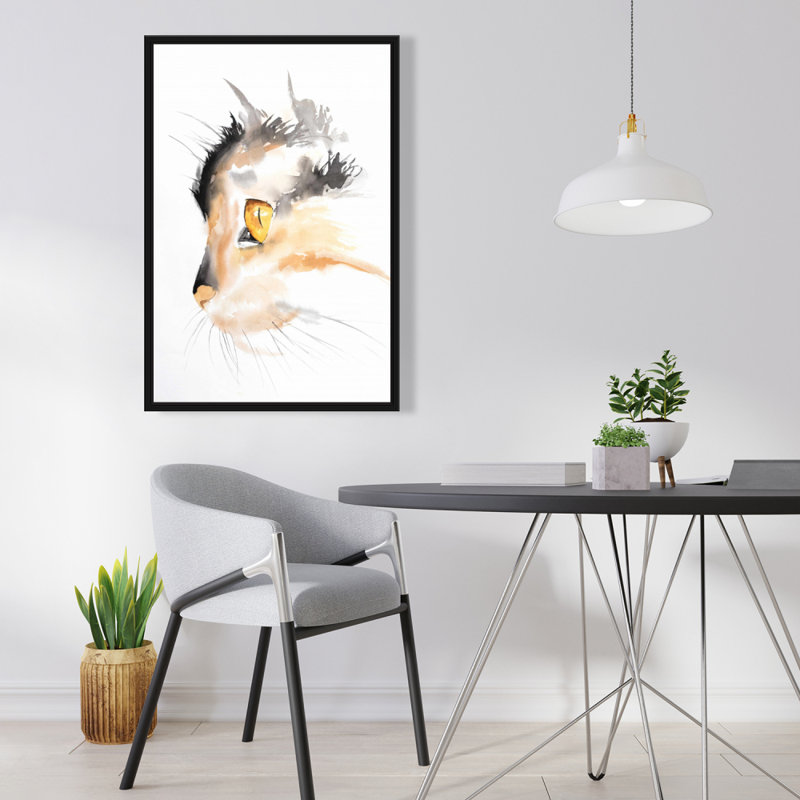 Visage de chat aquarelle - Toile encadrée pour décor animal