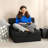 Folding Chair Bed With Pillow, Modern Linen Sleeper Sofa Bed For Living Room,Black-1939447573