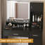 Coiffeuse avec bande à DEL, miroir réglable, 3 modes d'éclairage, grand tiroir de rangement, rangement à niveau, noir, panneau de particules, assemblage rapide, bureau de coiffeuse noir facile à entretenir, installation,