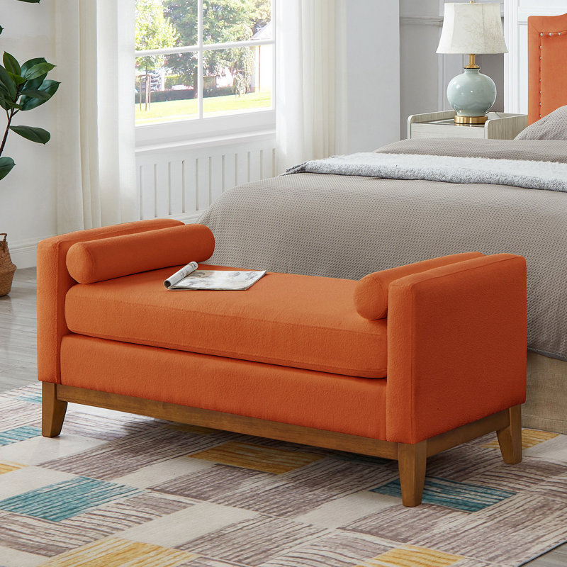 Repose-pieds rembourré en tissu Boucle, Orange
