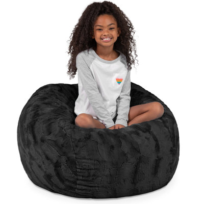 Saxx 3 Foot Kids Bean Bag Chair - Plush Faux Fur - Fun Colors