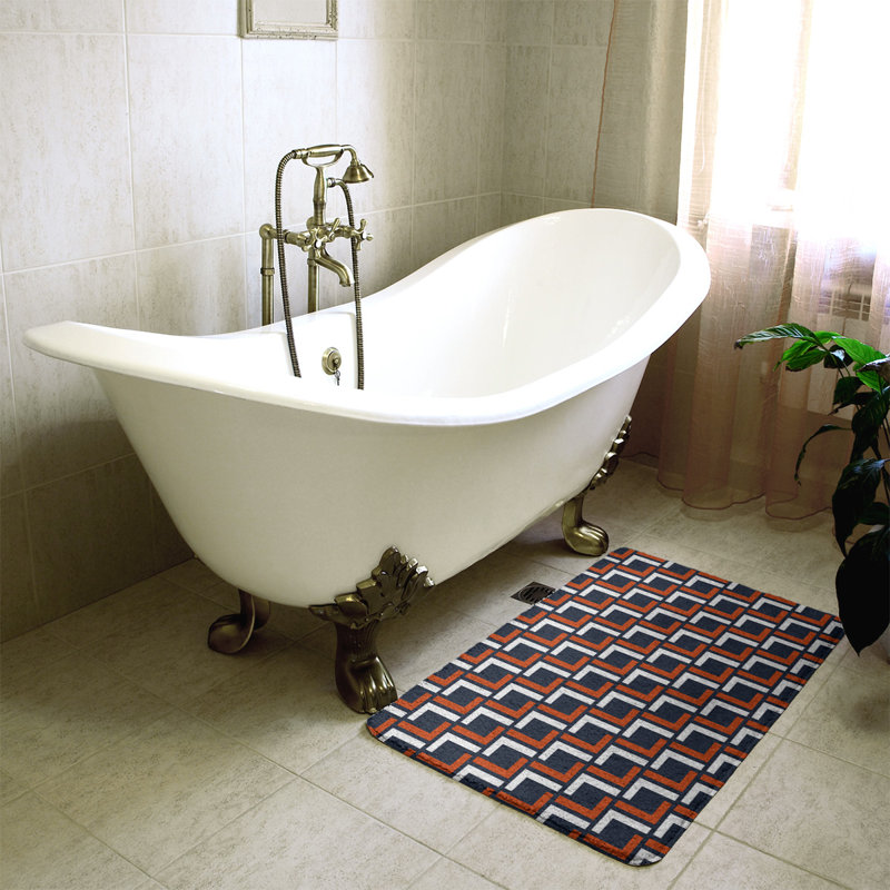 Tapis pour salle de bain Baltimore, l 17 po x L 24 po, Dark Navy/Orange/White