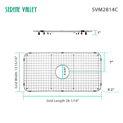 28.07-in x 13.94-in Center Drain Heavy-Duty Stainless Steel Sink Grid