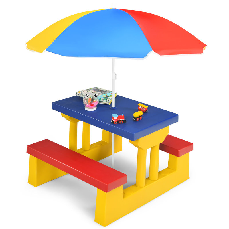 Heitor Kids 4 Piece Outdoor Spring Picnic Table Or Chair and Chair Set