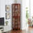 Corner Curio Cabinet With 4 Adjustable Tempered Glass Shelves, Lighting System, And Acrylic Mirrored Back Panel-397479587