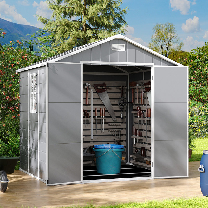 7 ft. 5 in. W x 6 ft. 5 in. D Plastic Reverse Apex Tool Shed